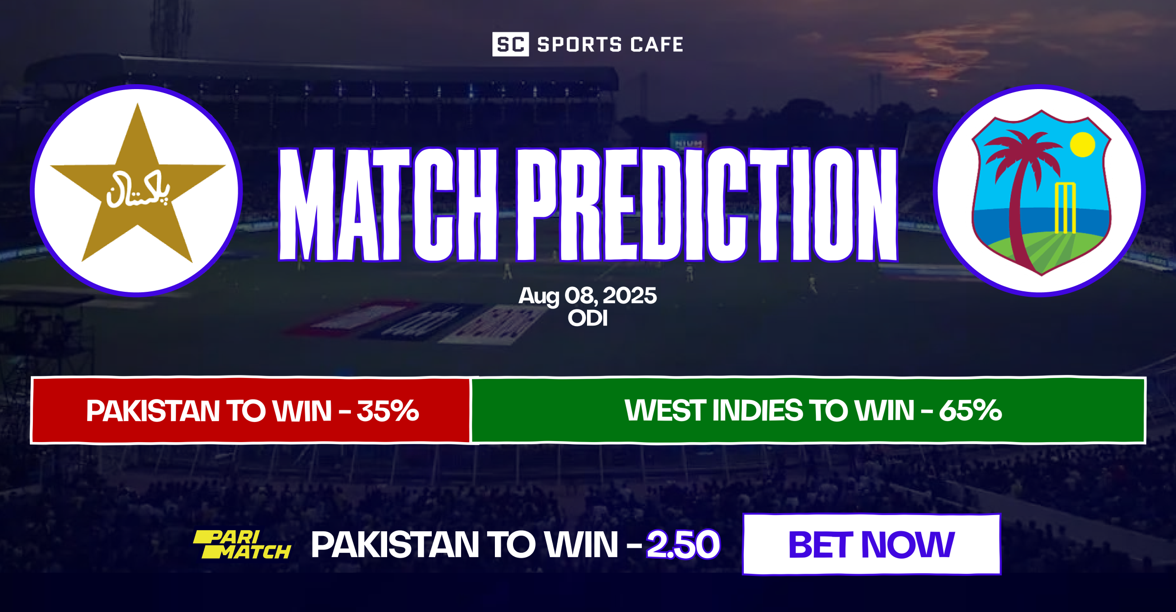 Pakistan vs West Indies match prediction.
